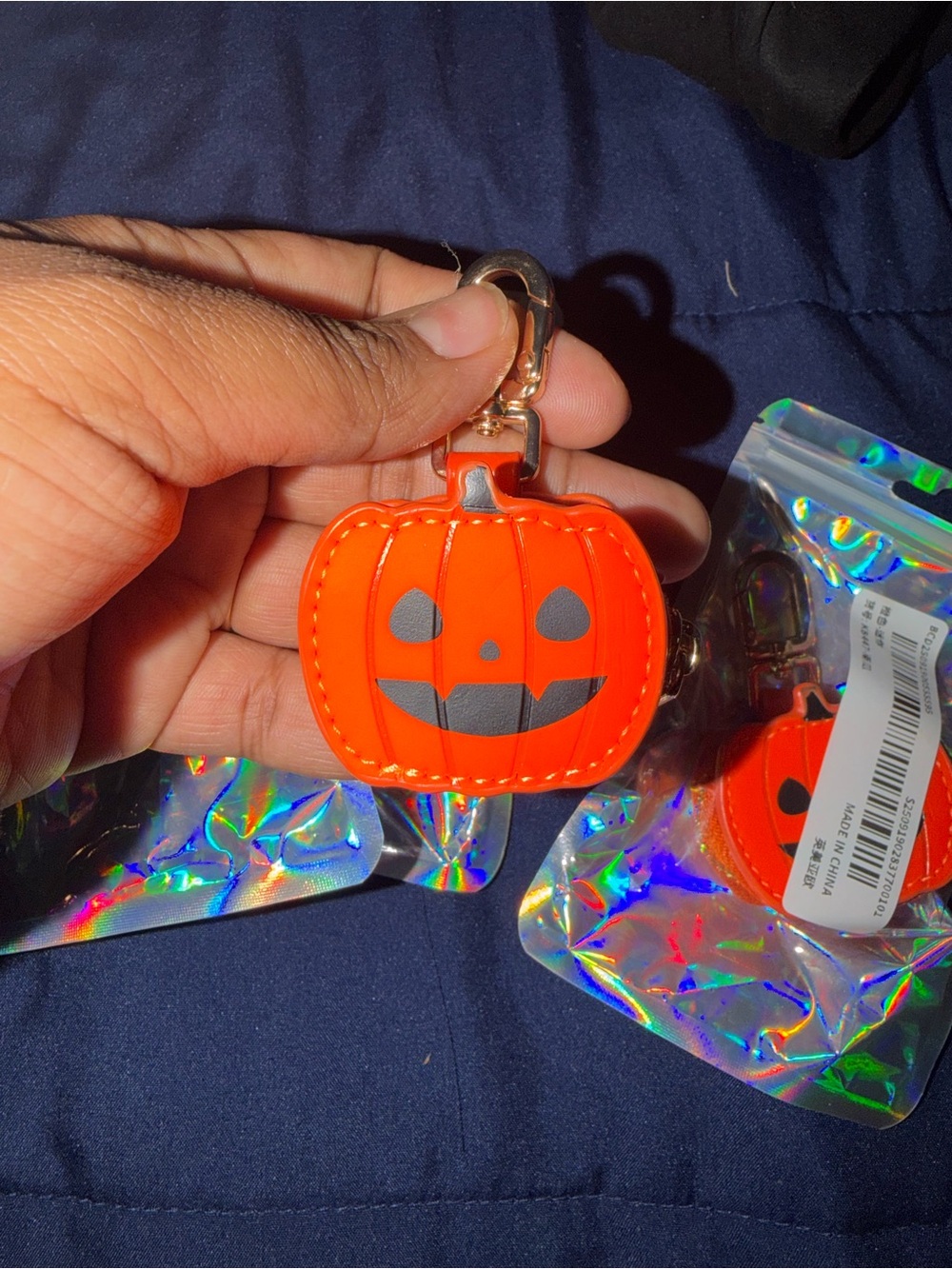 Orange Pumpkin Keychain Accessory